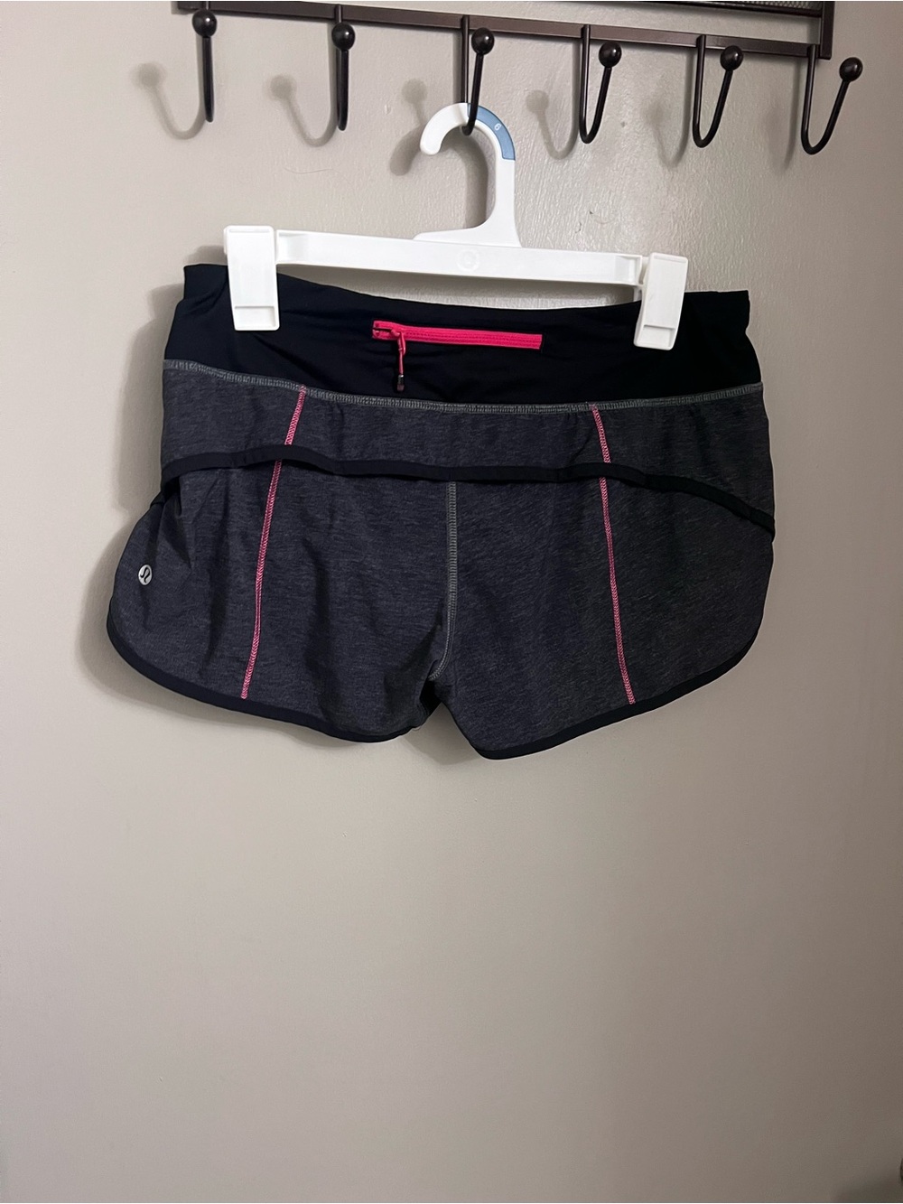 lululemon athletica Dark Gray Running Shorts with Pink Accents